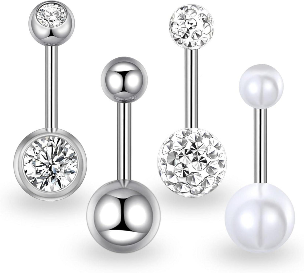 Bauchnabelpiercing Set 316L Chirurgenstahl Zirkonia Herz 14G 10mm