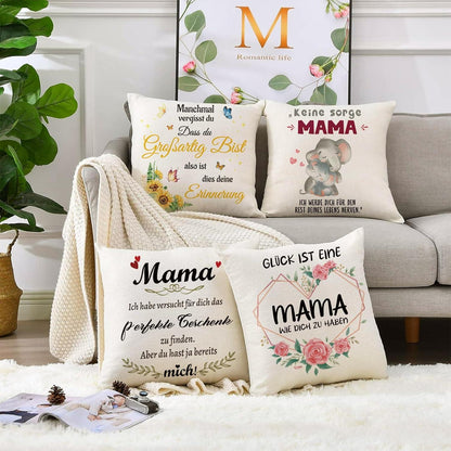 Sunia Mama Geschenk Weihnachten Kissenbezug 45x45cm Leinen