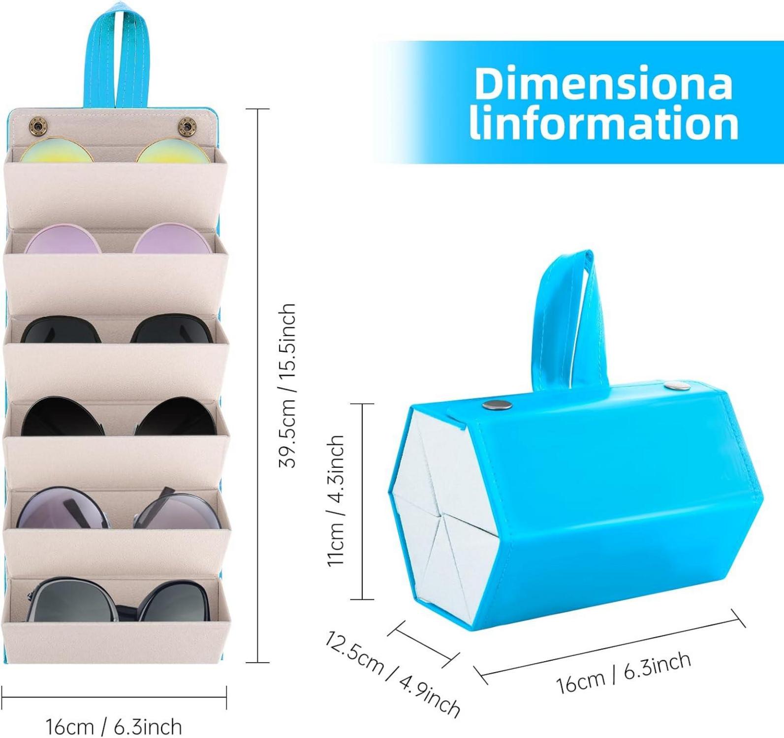 Sonnenbrillen Reiseetui Organizer 6 Fächer faltbar PU-Leder