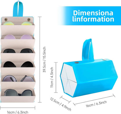 Sonnenbrillen Reiseetui Organizer 6 Fächer faltbar PU-Leder