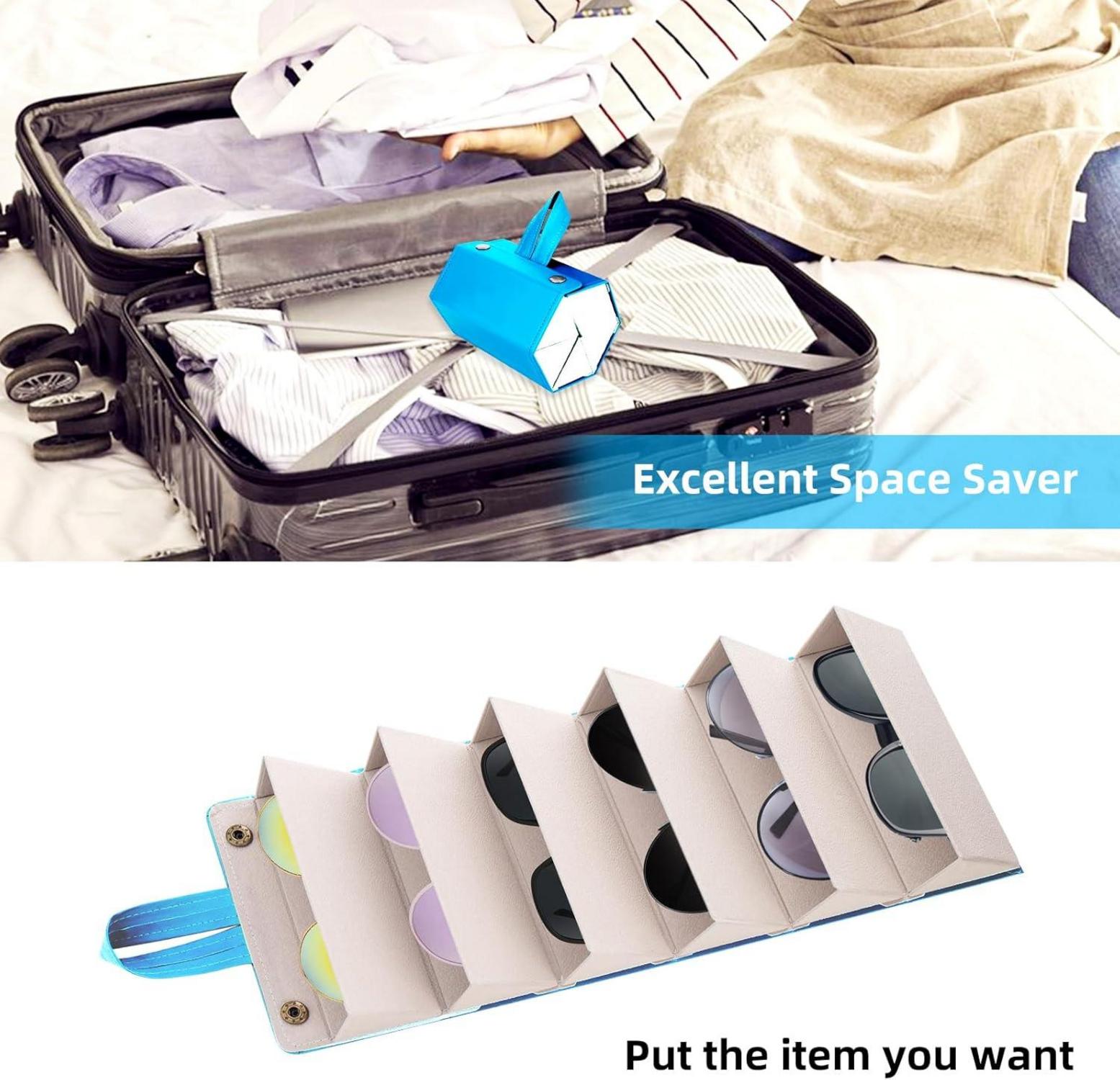 Sonnenbrillen Reiseetui Organizer 6 Fächer faltbar PU-Leder