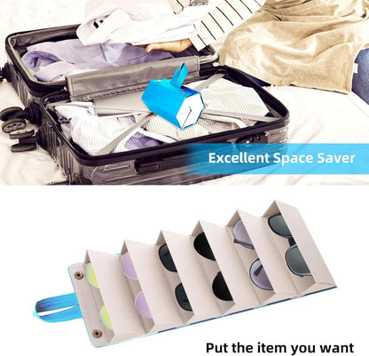 Sonnenbrillen Reiseetui Organizer 6 Fächer faltbar PU-Leder