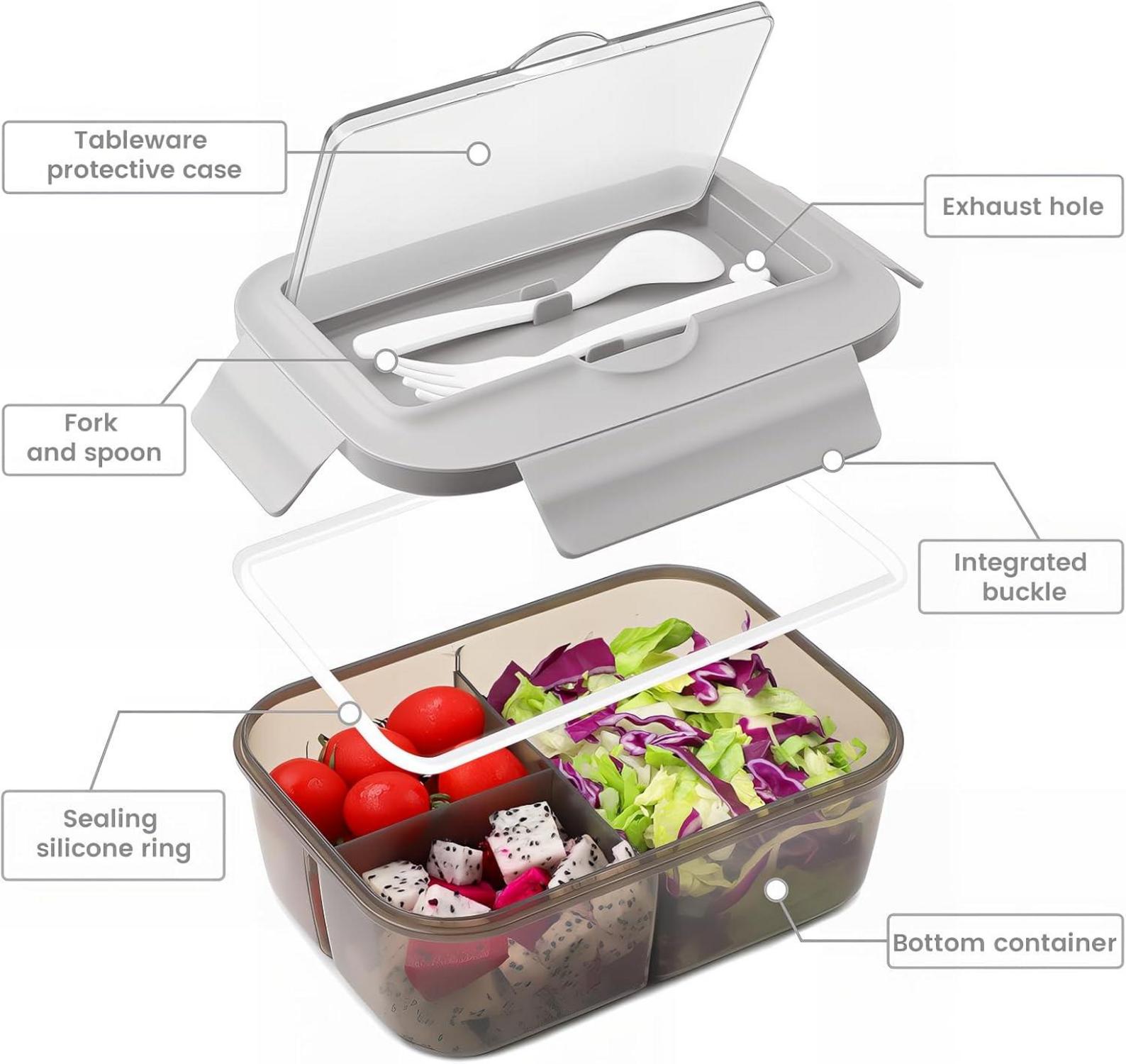 Brotdose Kinder 1400ML Auslaufsicher Lunchbox Bento Box mit Besteck