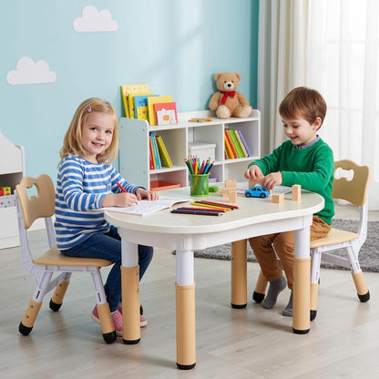 Kindertisch mit 2 Stühlen, Höhenverstellbar, Maltisch