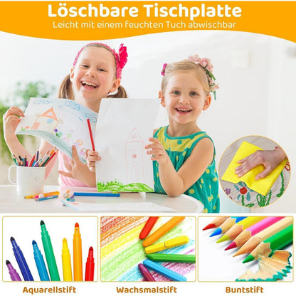 Kindertisch mit 2 Stühlen, Höhenverstellbar, Maltisch