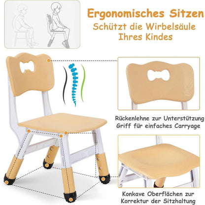 Kindertisch mit 2 Stühlen, Höhenverstellbar, Maltisch