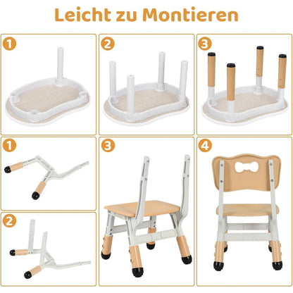 Kindertisch mit 2 Stühlen, Höhenverstellbar, Maltisch