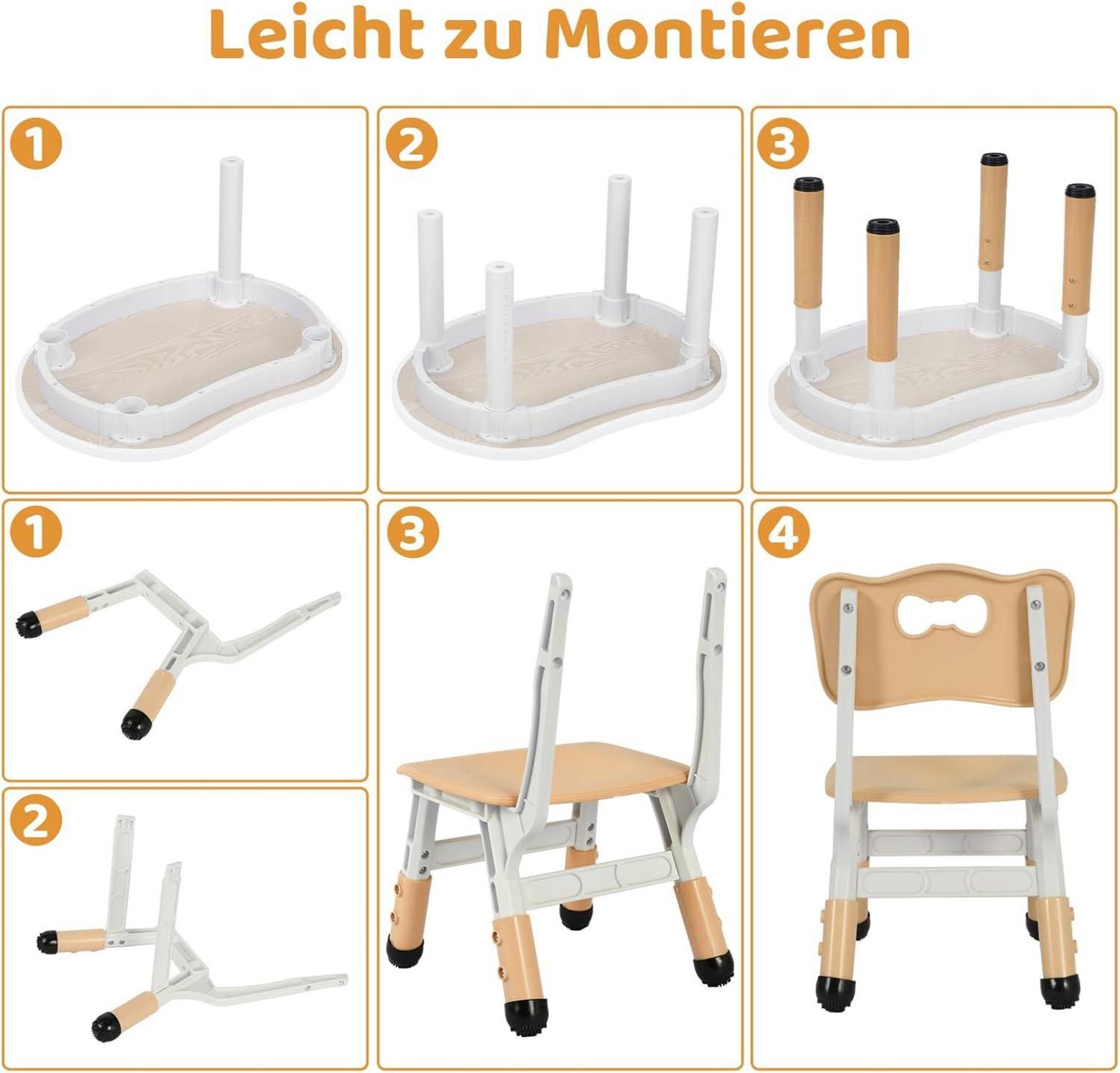 Kindertisch mit Stühlen Kinder Sitzgruppe höhenverstellbar Set