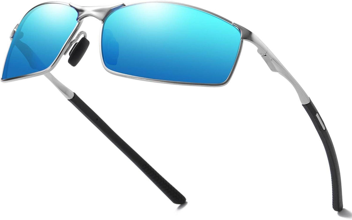 AORON Herren Polarisierte Sonnenbrille UV-Schutz Outdoor Sportbrille Blau/Schwarz