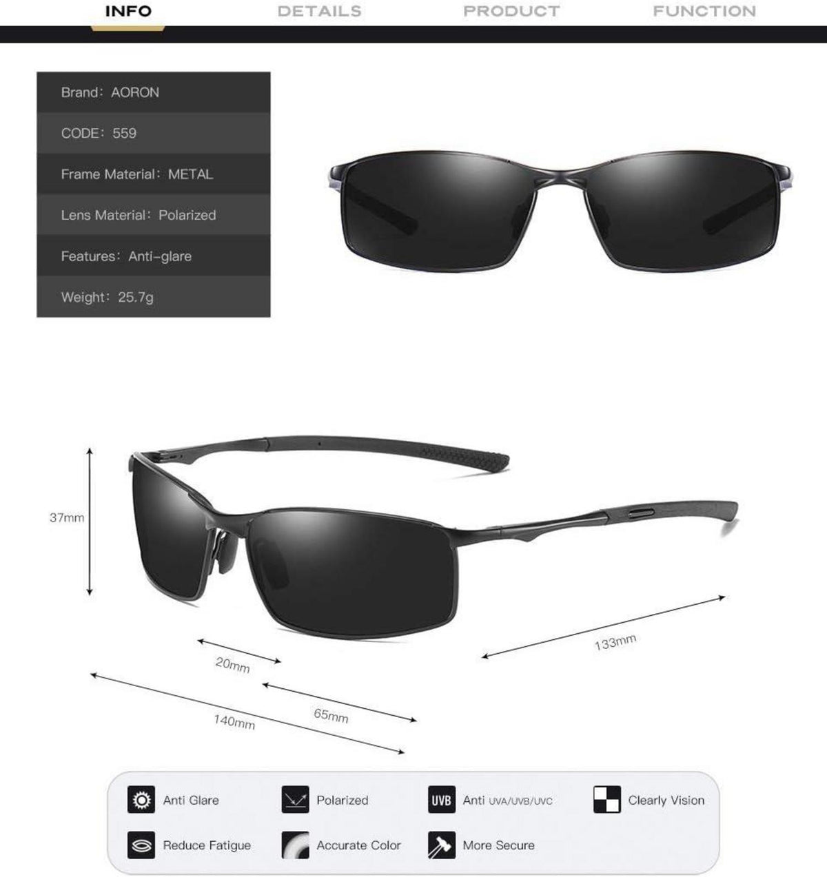 Polarisierte Herren Sonnenbrille UV-Schutz Outdoor Sport Schwarz Blau