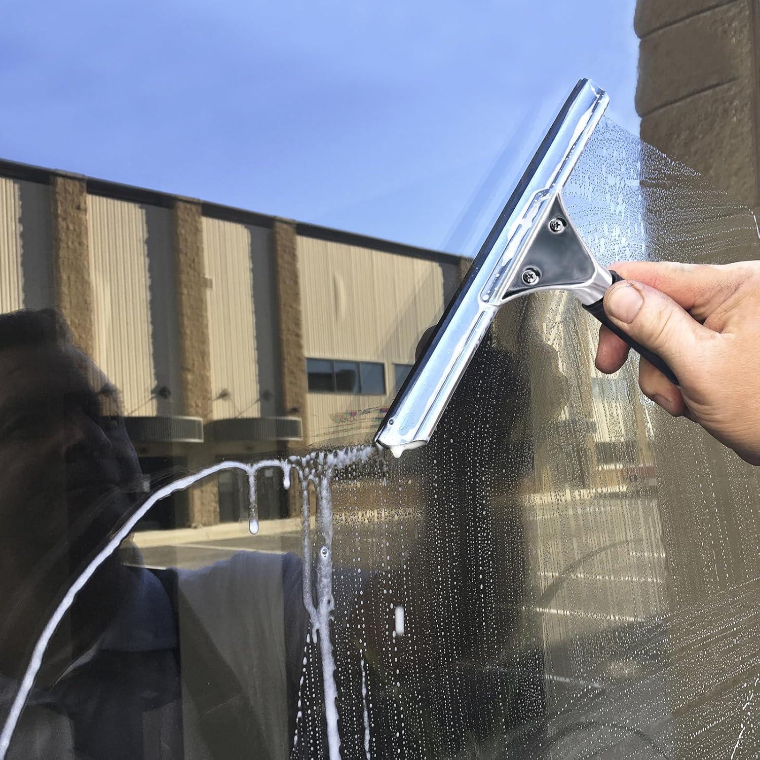 Fensterabzieher Schwarz Edelstahl Profi 25cm 2 Stück Gummilippe