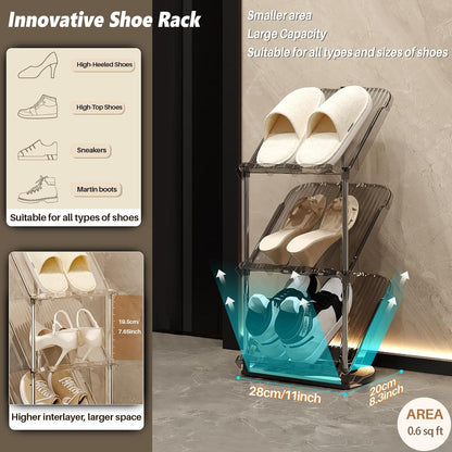 Schuhregal mit 5 Ebenen Platzsparend Schräg Schuhablage Schuhschrank