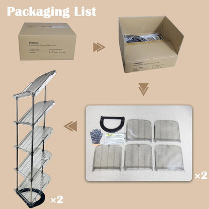 Schuhregal 2 Stück Schmal 5 Ebenen Schuhablage Platzsparend Schräg Schuhschrank