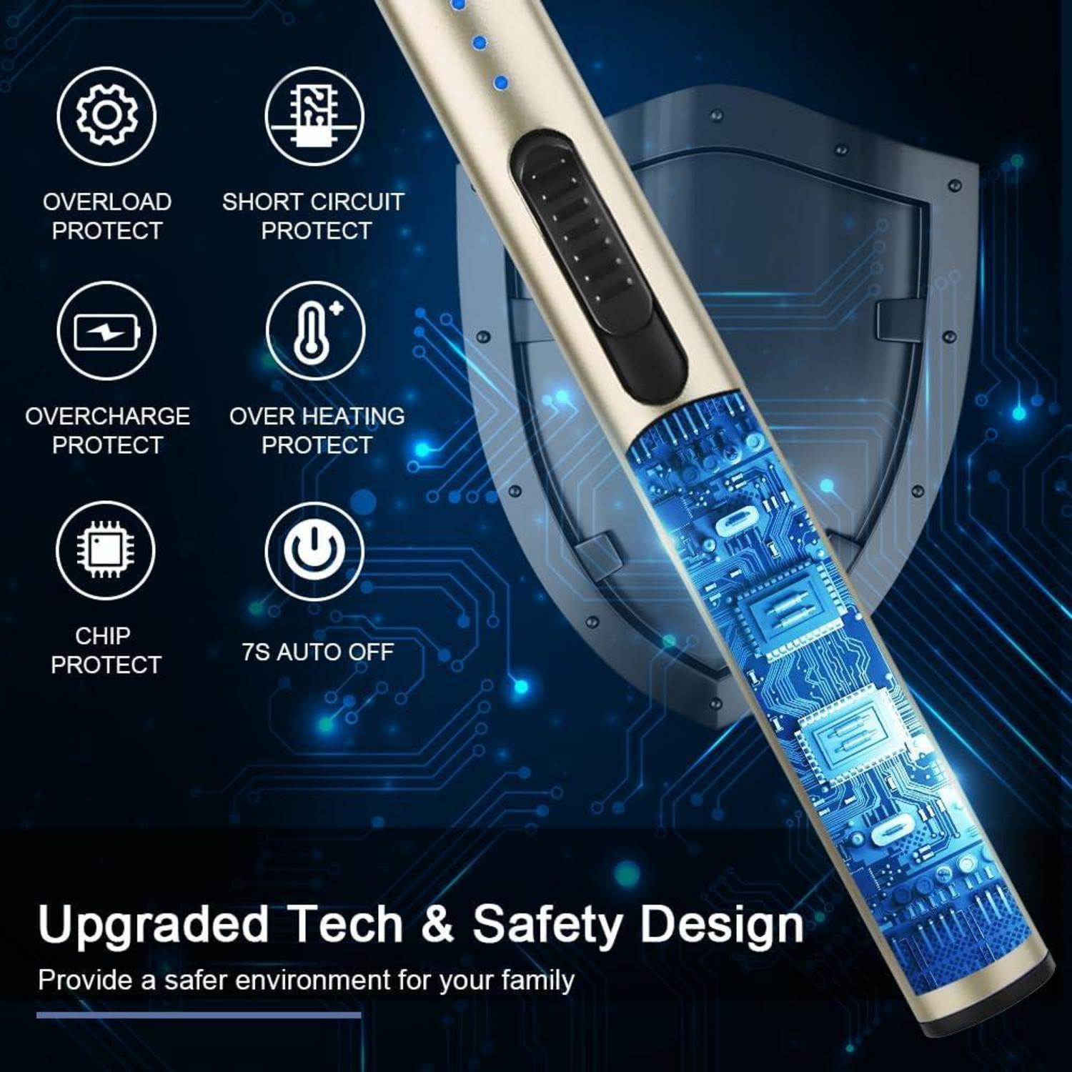 SUPRUS Winddichtes Flammenloses USB-C Arc Feuerzeug Gold