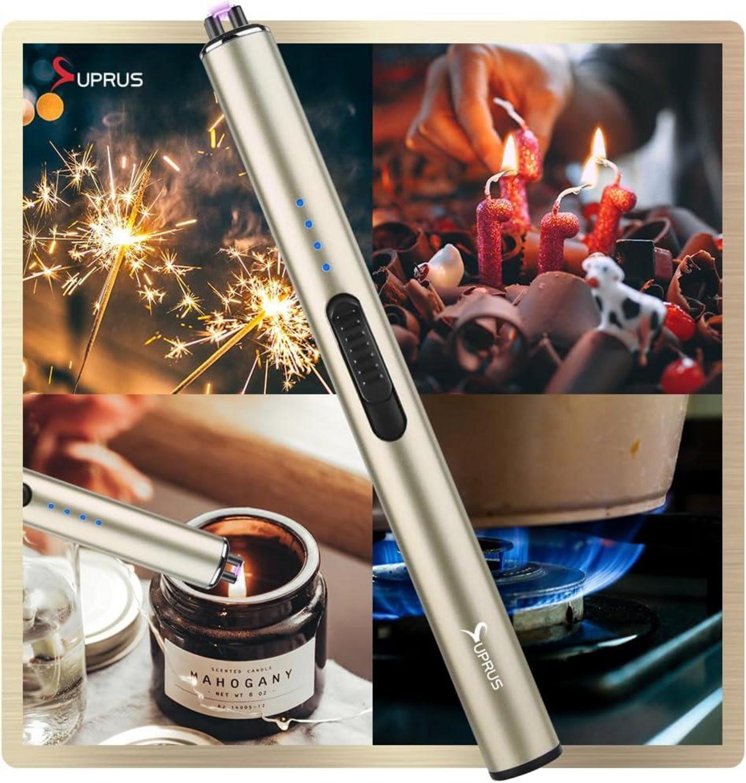 Elektrisches Feuerzeug USB-C Arc Flammenlos Wiederaufladbar Gold