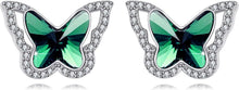 Schmetterlings-Kristall-Ohrstecker Sterling Silber Birthstone