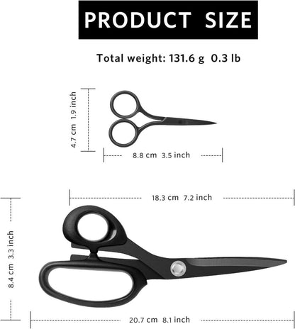 Linkshänder-Nähschere aus Edelstahl 21 cm Schwarz Stickereischere 9 cm Dünn und Fein