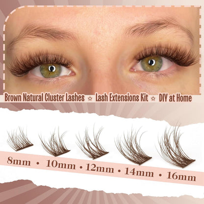 Braune Wimpern Cluster CC Curl Set – Individuelle Verlängerung