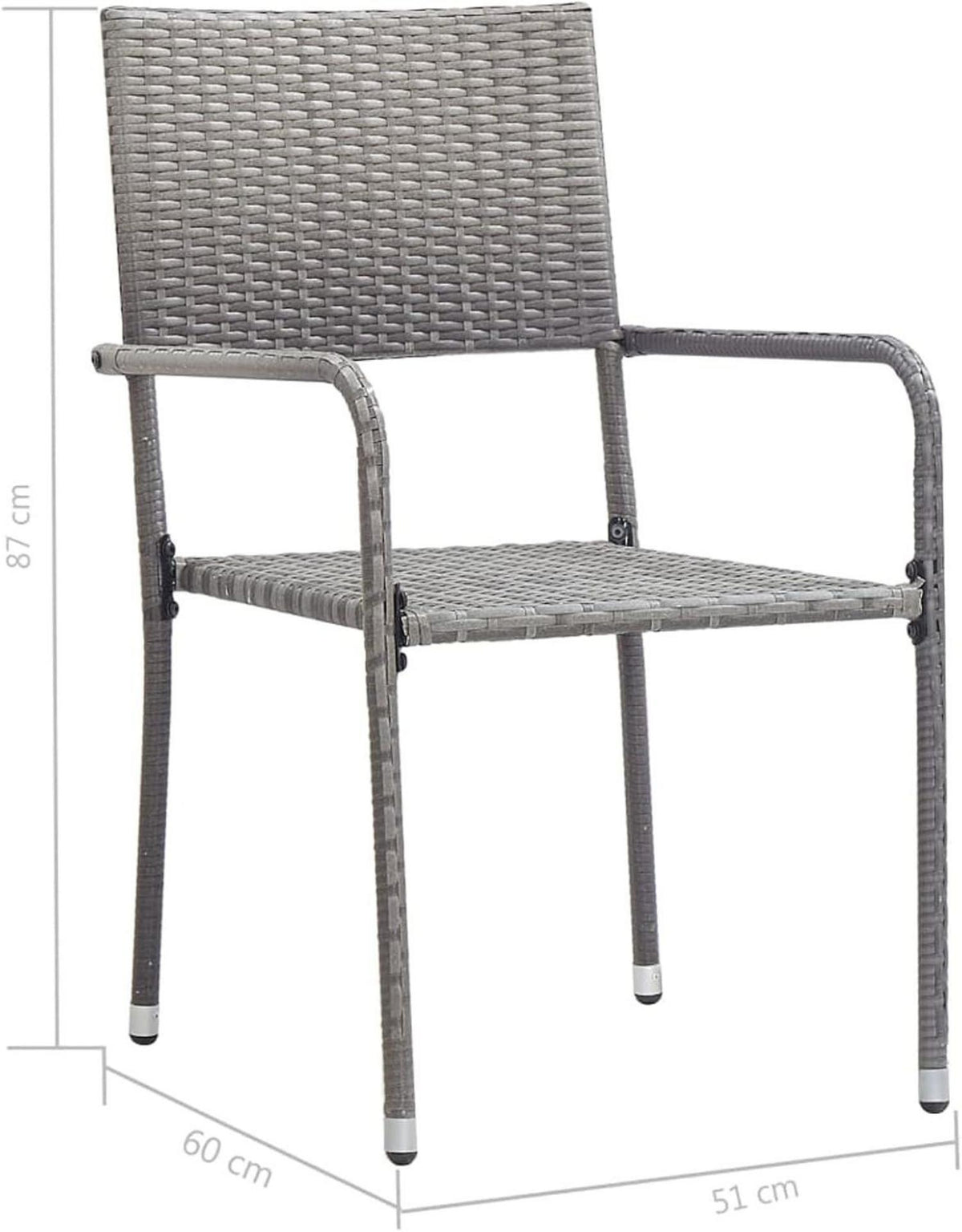 Gartenmöbel Set 5-tlg. Poly Rattan Essgruppe Grau - Tisch mit Stuhl, für 4 Personen
