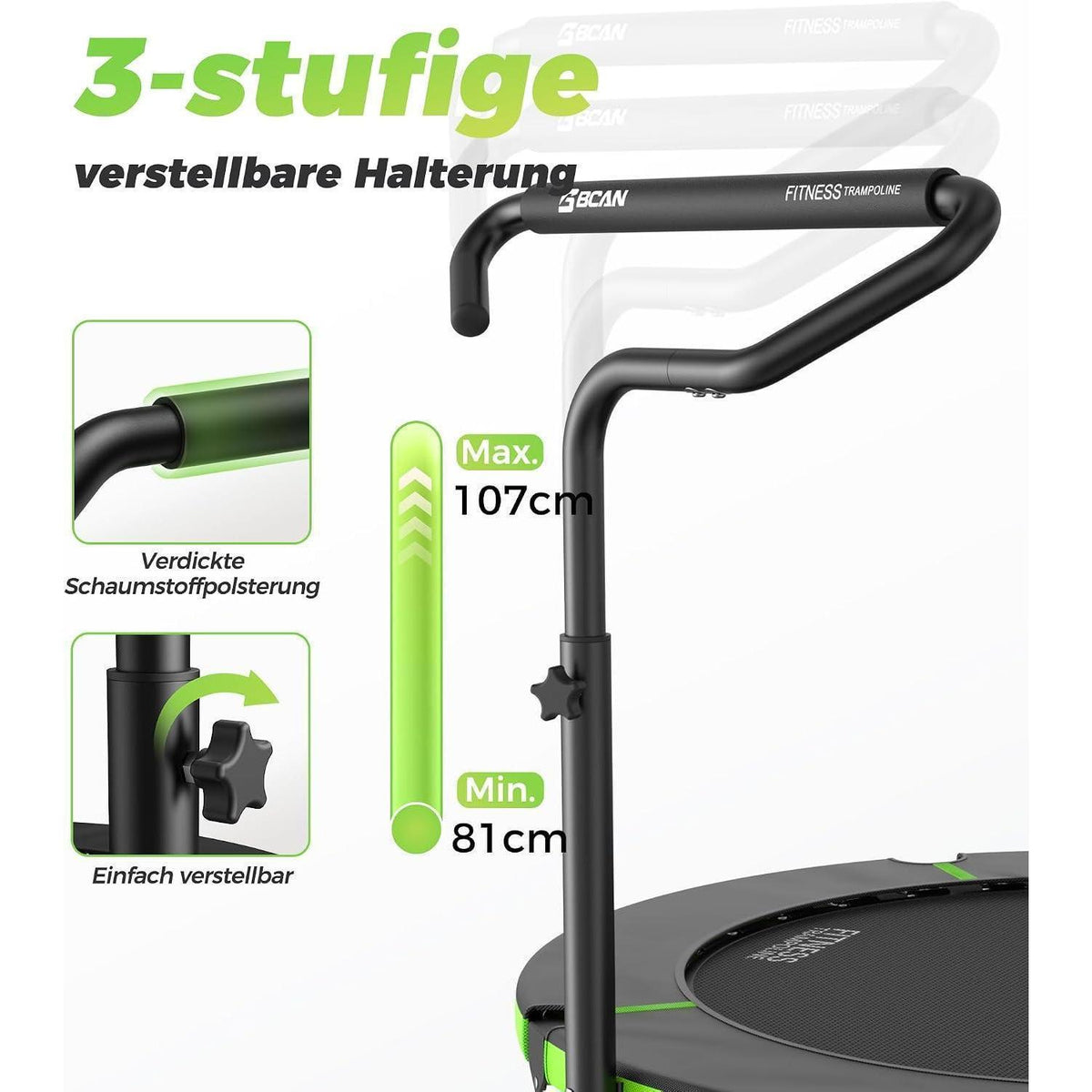 Fitness Trampolin 102 cm – Faltbar & Verstellbar