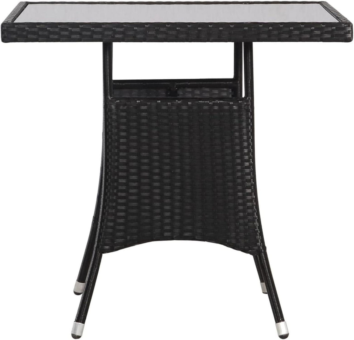 3-TLG. Garten Essgruppe 2 Personen Schwarz Poly Rattan