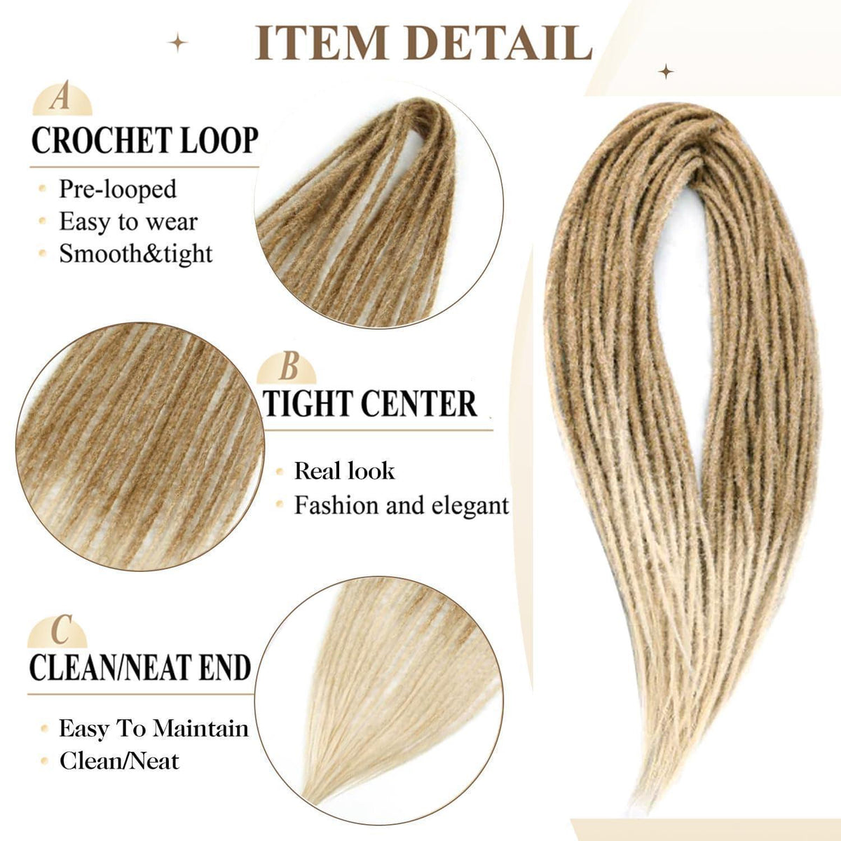 24 Zoll Dreadlock Extensions – Handgemacht, 27/613#