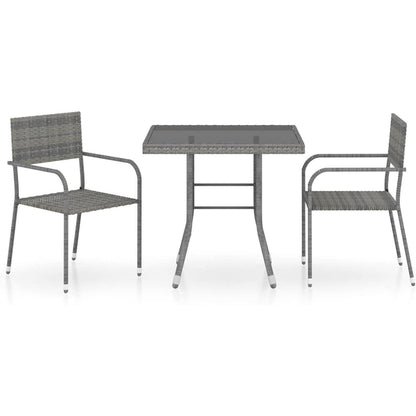 Garten Essgruppe 2 Personen Poly Rattan Anthrazit Grau