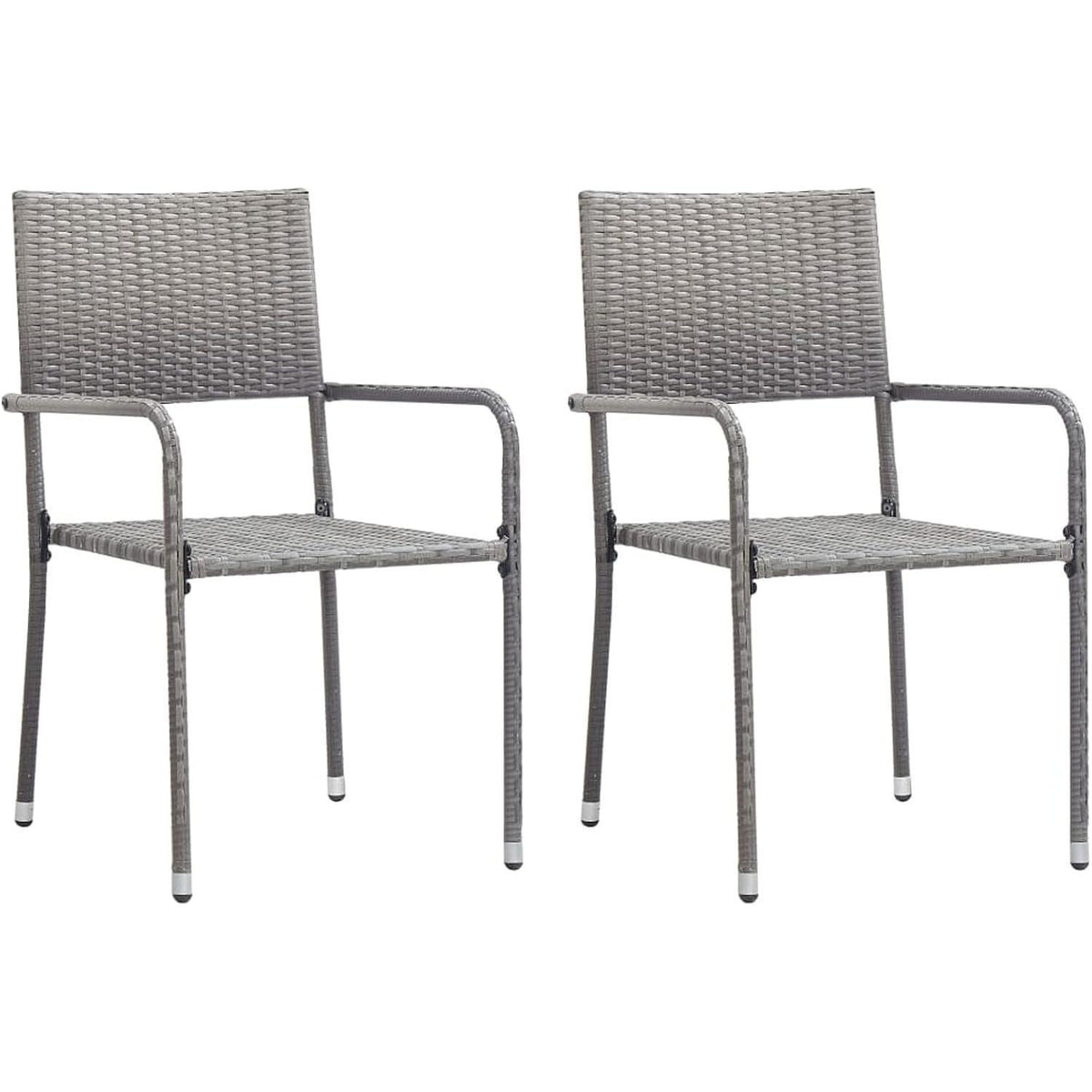 Garten Essgruppe 2 Personen Poly Rattan Anthrazit Grau