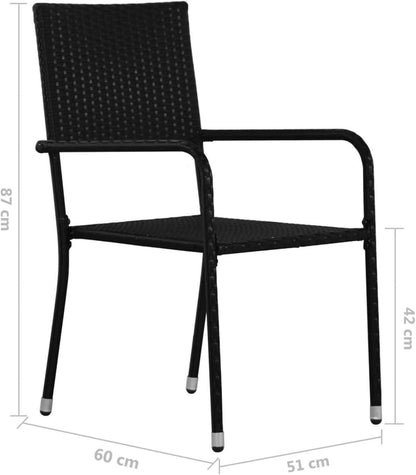 Gecheer Garten Essgruppe 4 Personen Schwarz Poly Rattan