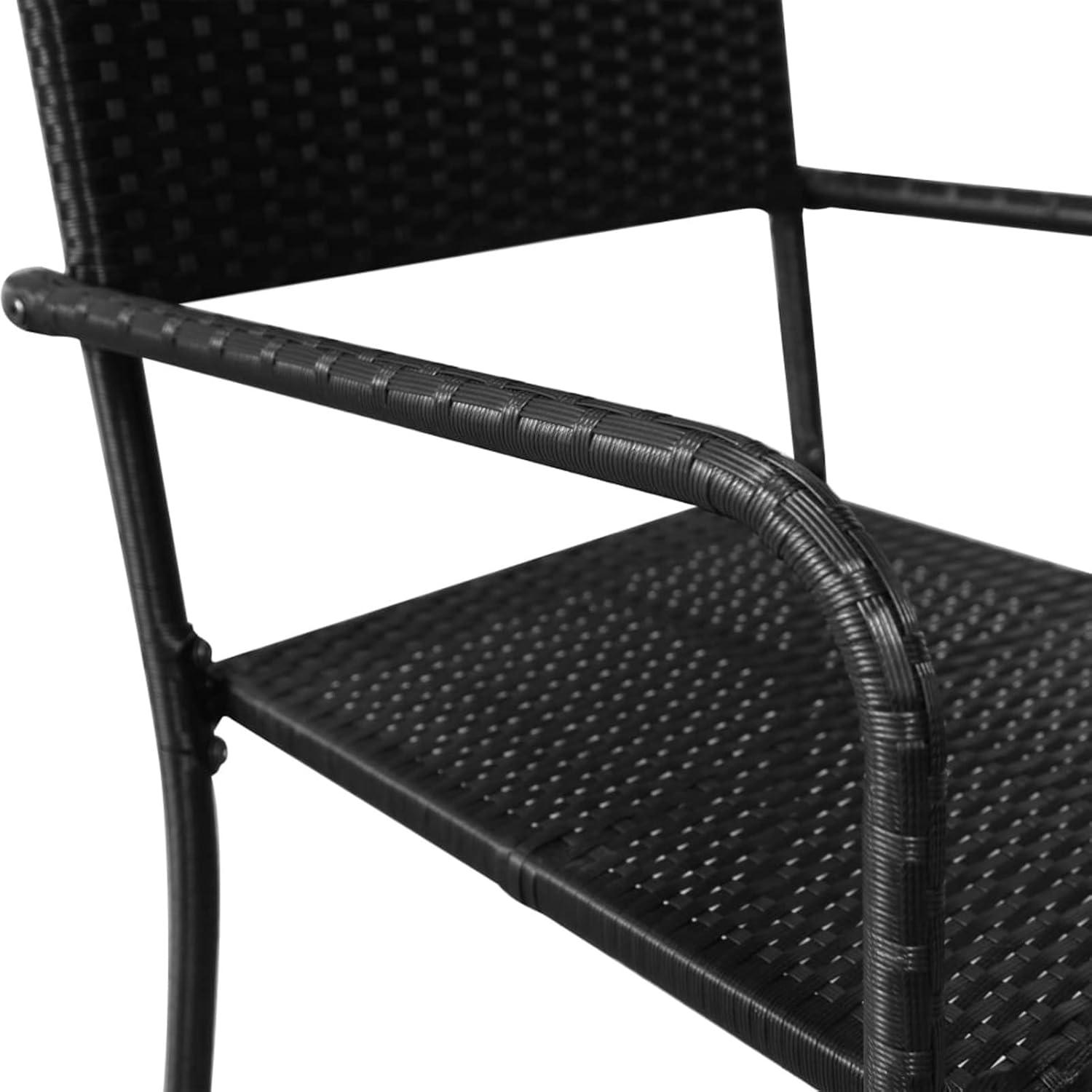 Gartenmöbel Set 5tlg. Rattan Schwarz, Tisch Stuhl Essgruppe
