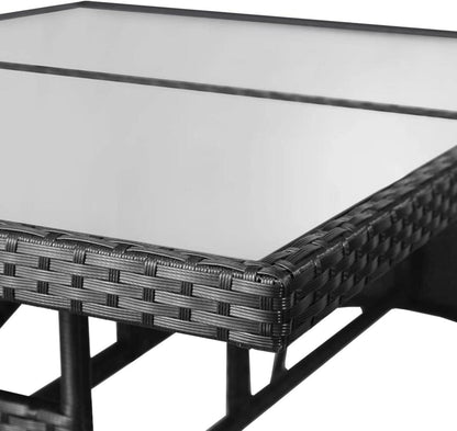 Gartenmöbel Set 5tlg. Rattan Schwarz, Tisch Stuhl Essgruppe
