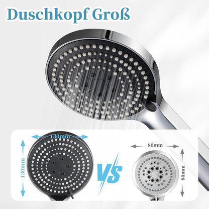 Duschkopf mit Schlauch 1,6m, Duschbrause 6 Strahlarten Chrom