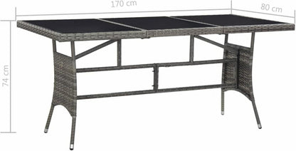 Garten Essgruppe 6 Personen Set Tisch Stuhl Poly Rattan Anthrazit Grau