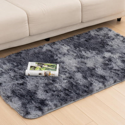 Hochflor Teppich Flauschig Grau 80x150 Weich Schlafzimmer Wohnzimmer