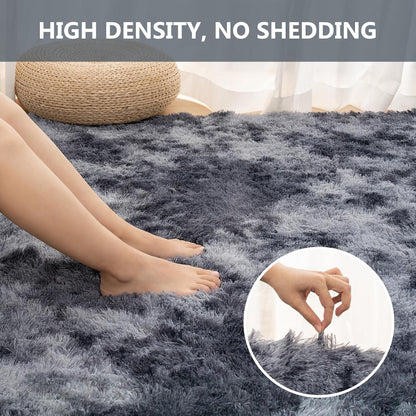 Hochflor Teppich Grau 80x150 Weich Schlafzimmer Shaggy Carpet