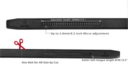 Herren Automatik Ledergürtel 35mm Breit Schwarz Taille 80-95cm
