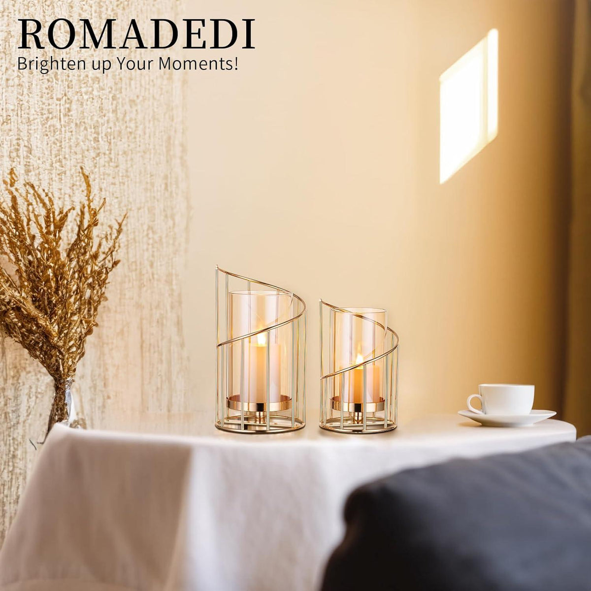 Windlicht Glas Kerzenständer Gold Hochzeit Outdoor Garten