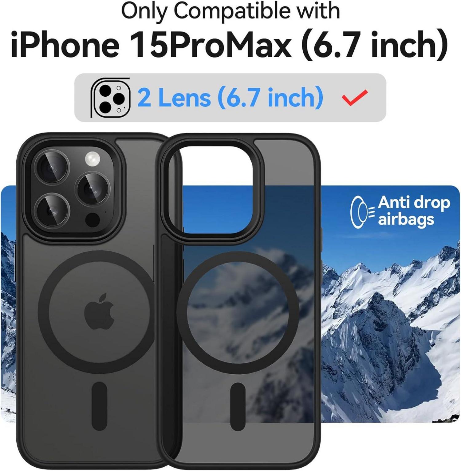 iPhone 15 Pro Max Hülle MagSafe Matt Schwarz mit