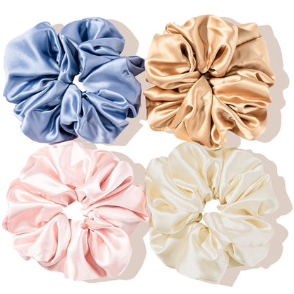 4er Set Lolalet Seidige Satin Haargummis für Damen & Mädchen