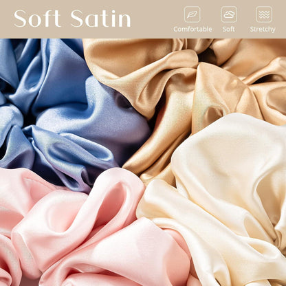 4er Set Lolalet Seidige Satin Haargummis für Damen & Mädchen