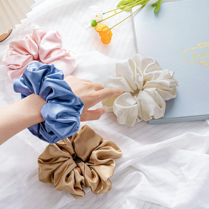 4er Set Lolalet Seidige Satin Haargummis für Damen & Mädchen