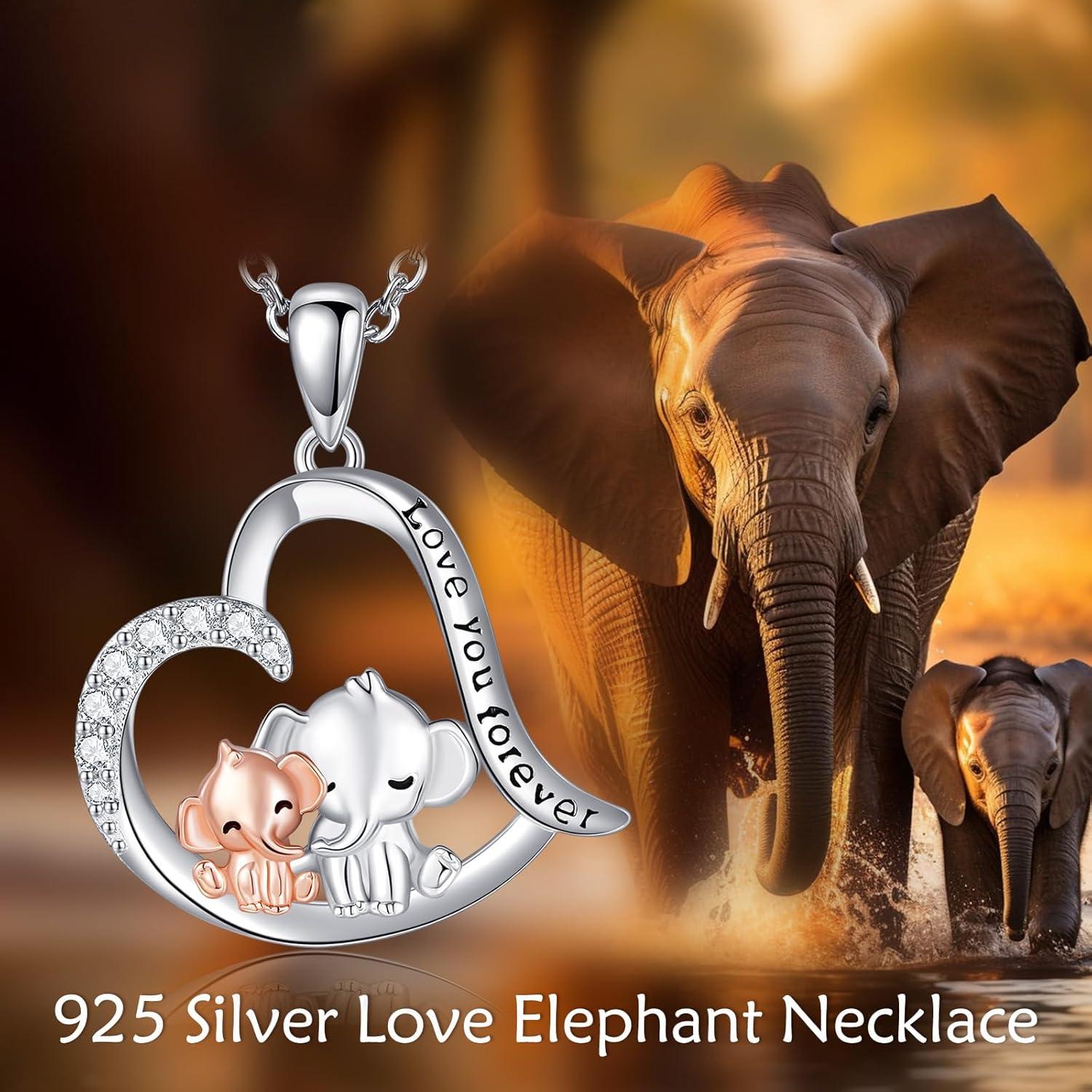 Elefant Halskette 925 Sterling Silber Anhänger für Frauen Mädchen