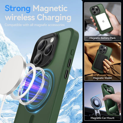 iPhone 15 Pro Max Hülle MagSafe mit Schutzfolie Grün - Stoßfest Mattiert