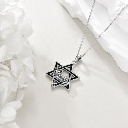 Sterlingsilber Davidstern Katzenhalskette Wiccian Geschenk