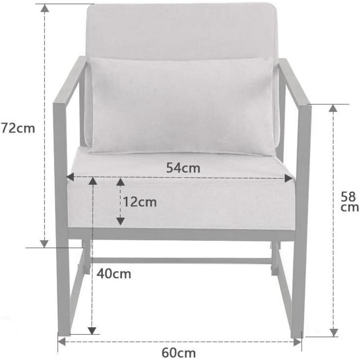 Mingone 2er Set gepolsterte Lounge-Sessel Hellgrau
