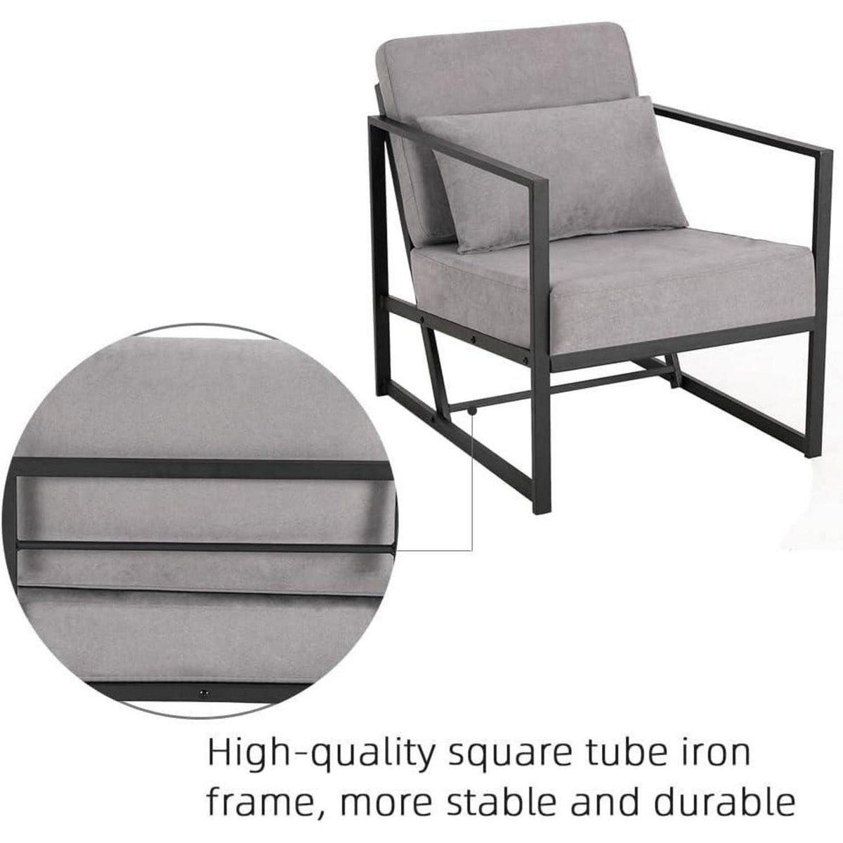 Mingone 2er Set gepolsterte Lounge-Sessel Hellgrau