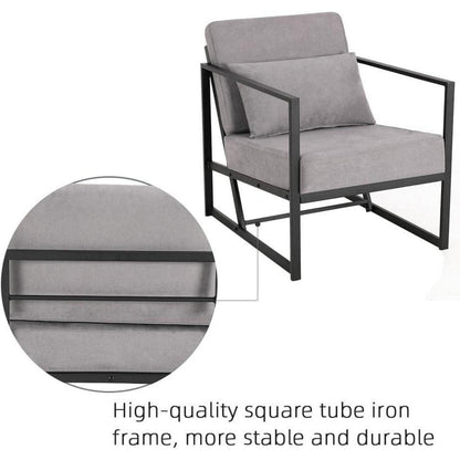 Mingone 2er Set gepolsterte Lounge-Sessel Hellgrau