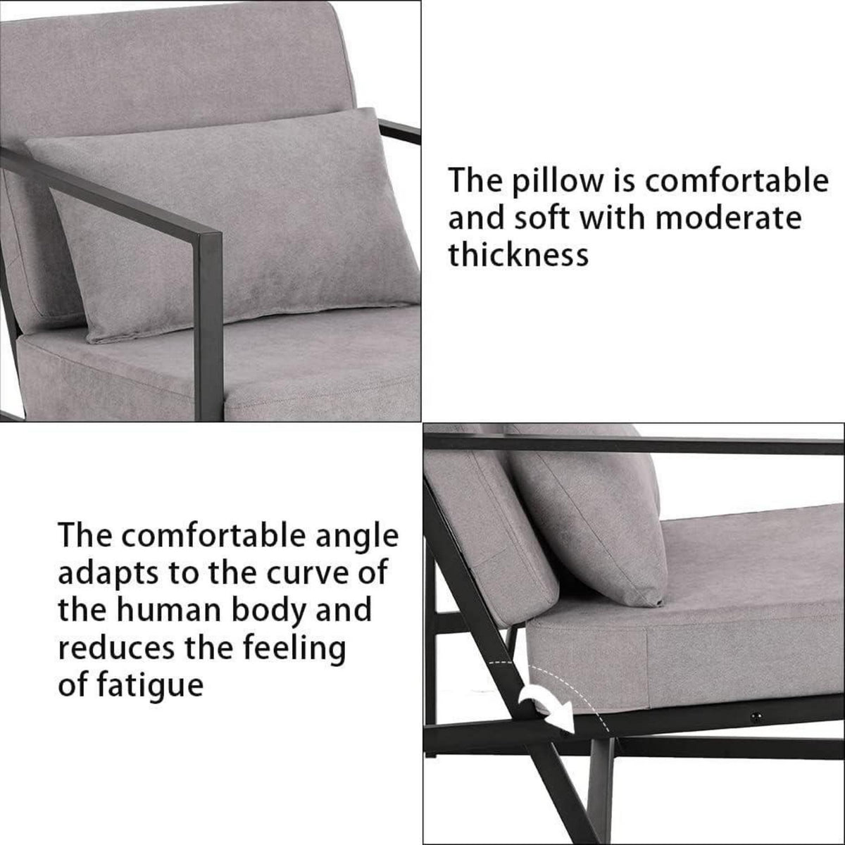 Mingone 2er Set gepolsterte Lounge-Sessel Hellgrau