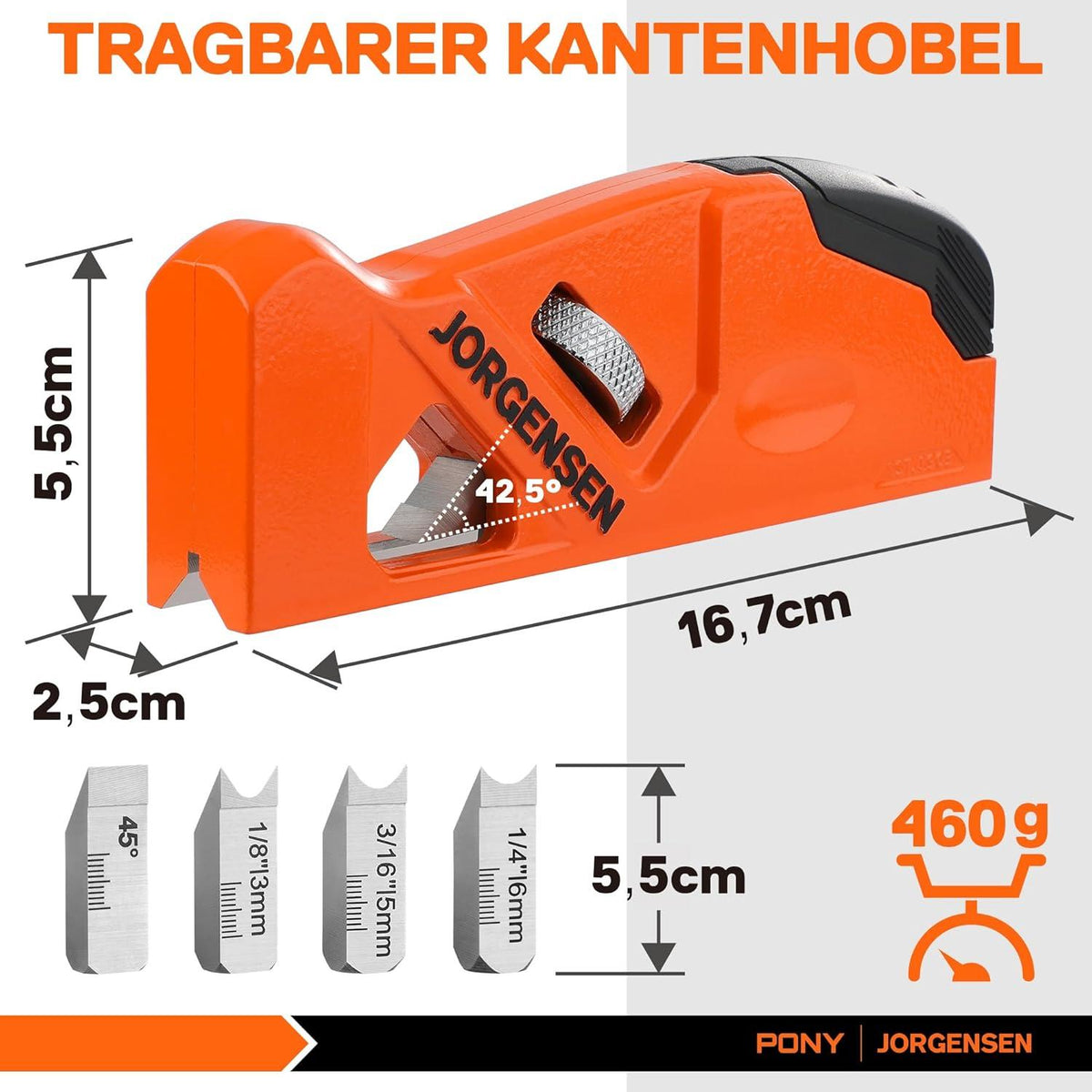 Kantenhobel Holz 4 Schneidköpfen 45°/3/5/6mm Fasenhobel