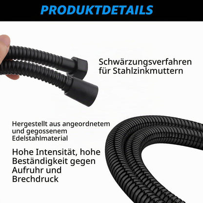 Duschschlauch Schwarz 2m Edelstahl Universal 1/2" Anschluss